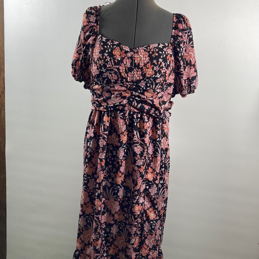 Maurices Floral Midi Dress - Pink and Black